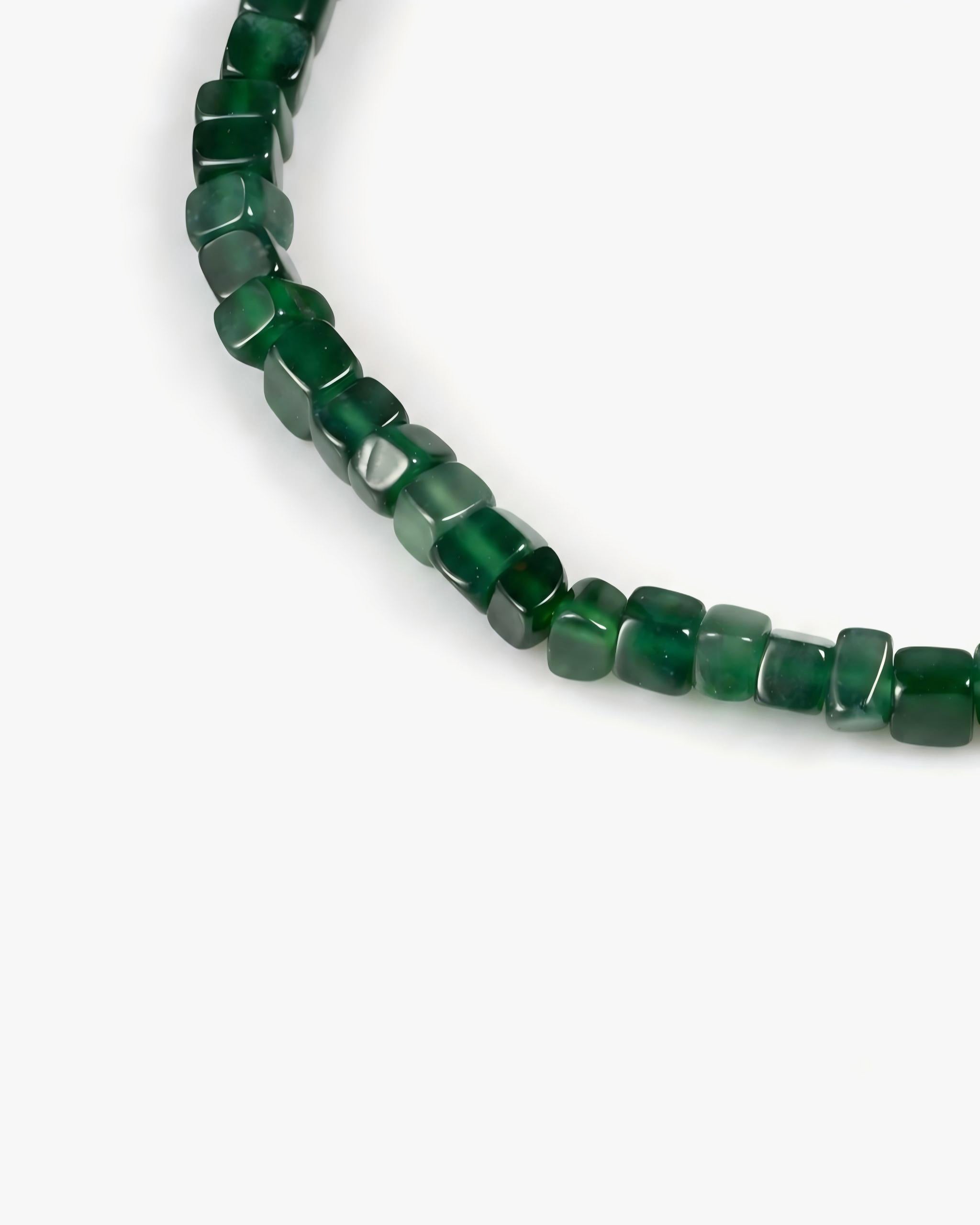Block Beads Bracelet In Icy Emerald Green Guatemalan Jade