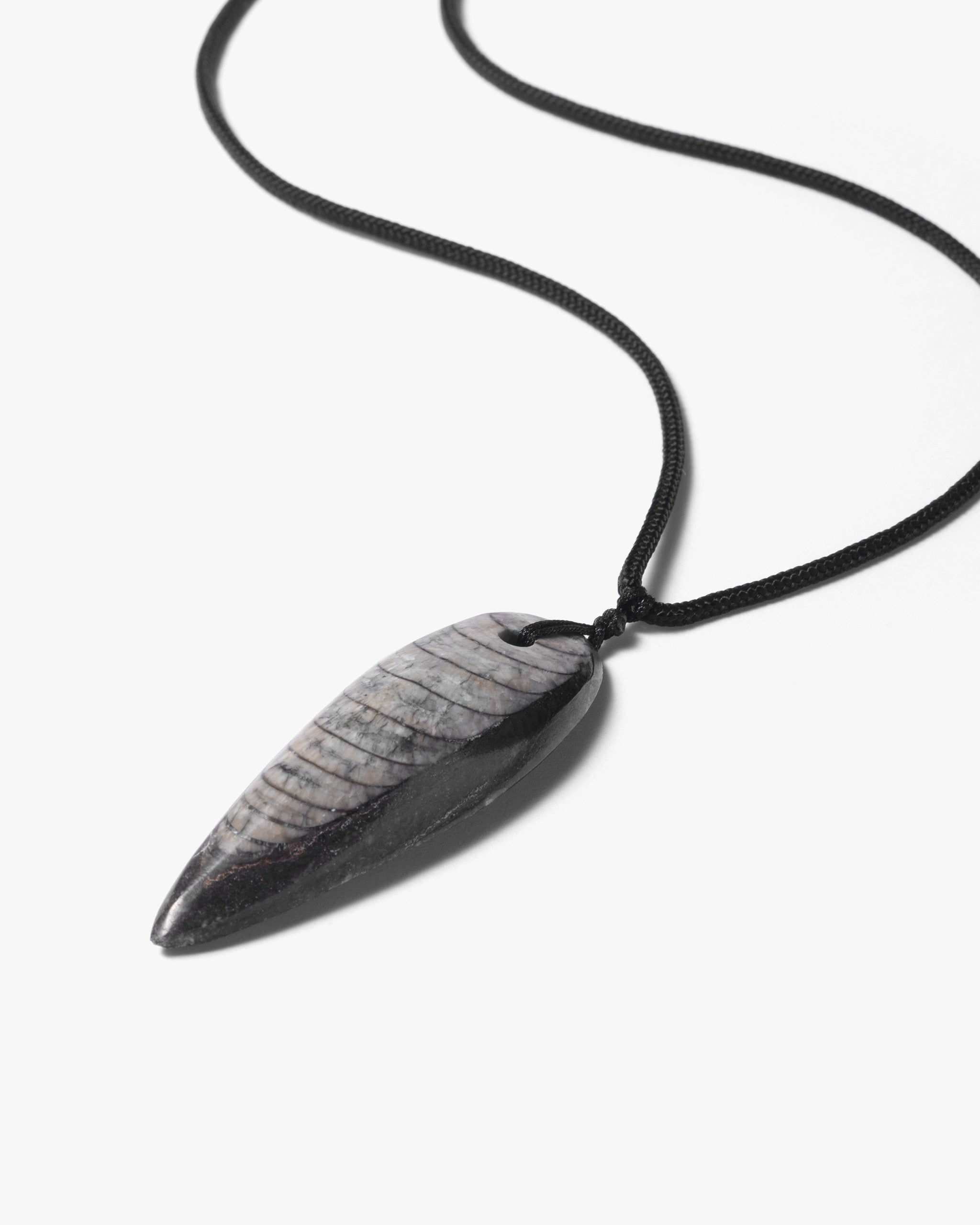 Bullet Necklace Pendant In Orthoceras Fossil
