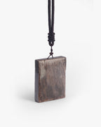 Chunky Dog Tag Necklace Pendant In Dinosaur Bone Fossil