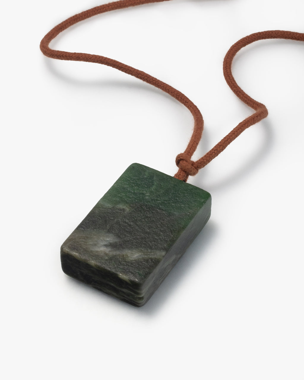Chunky Dog Tag Necklace Pendant In Green Nephrite