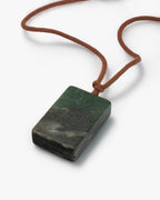 Chunky Dog Tag Necklace Pendant In Green Nephrite