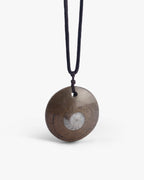 Chunky Medallion Necklace Pendant In Ammonite Fossil