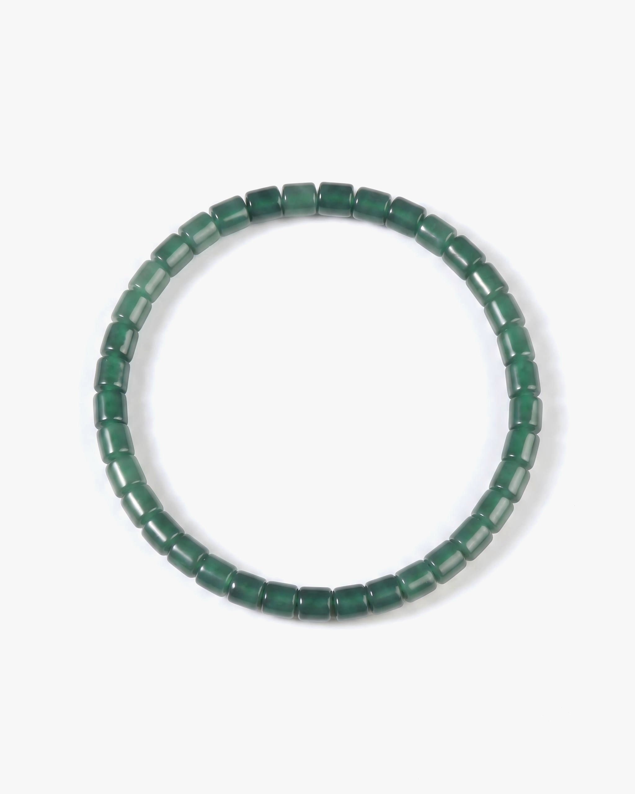 Classic Barrel Beads Bracelet In Green Guatemalan Jade
