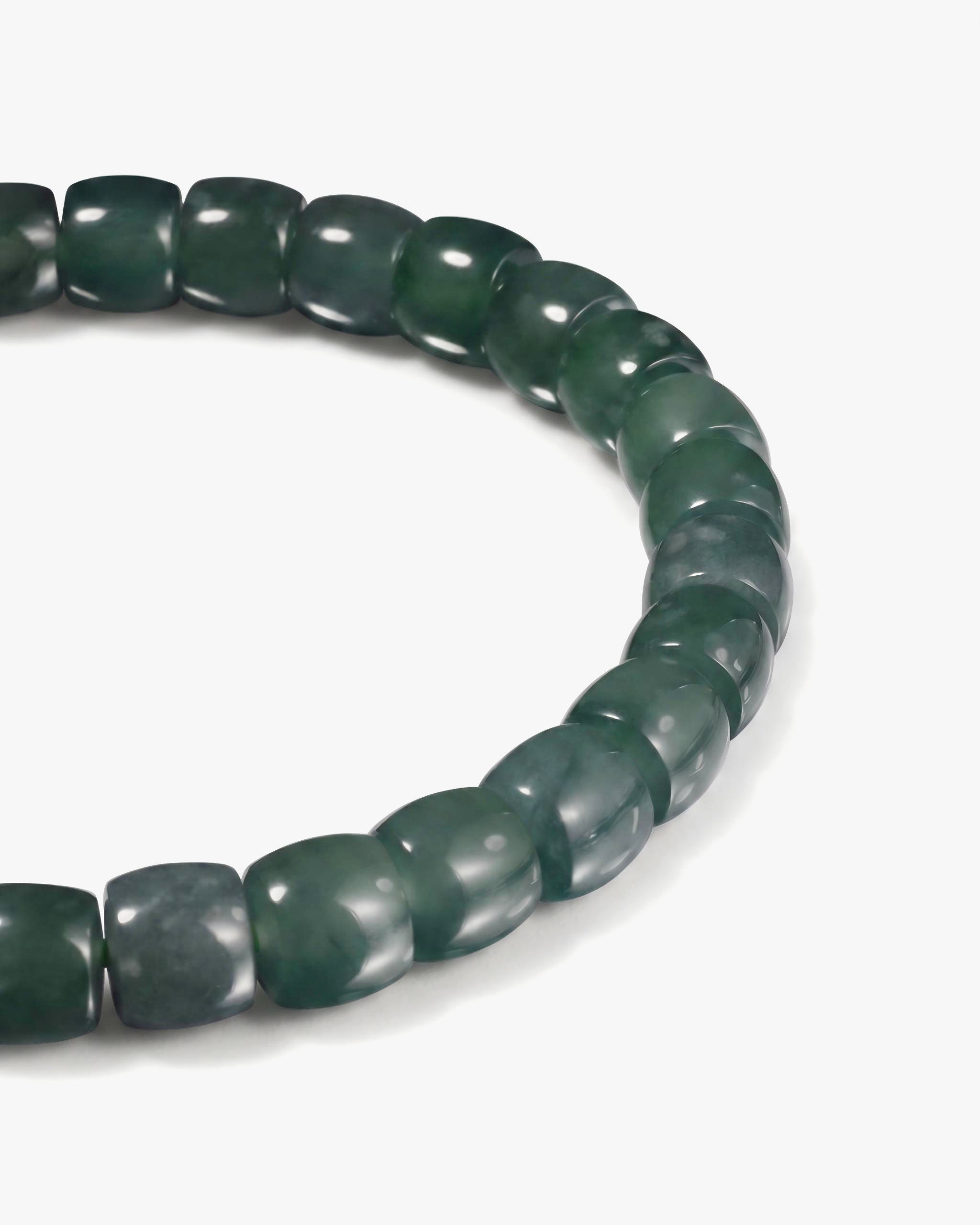 Pulsera de cuentas clásicas de jade guatemalteco azul cortado en barril