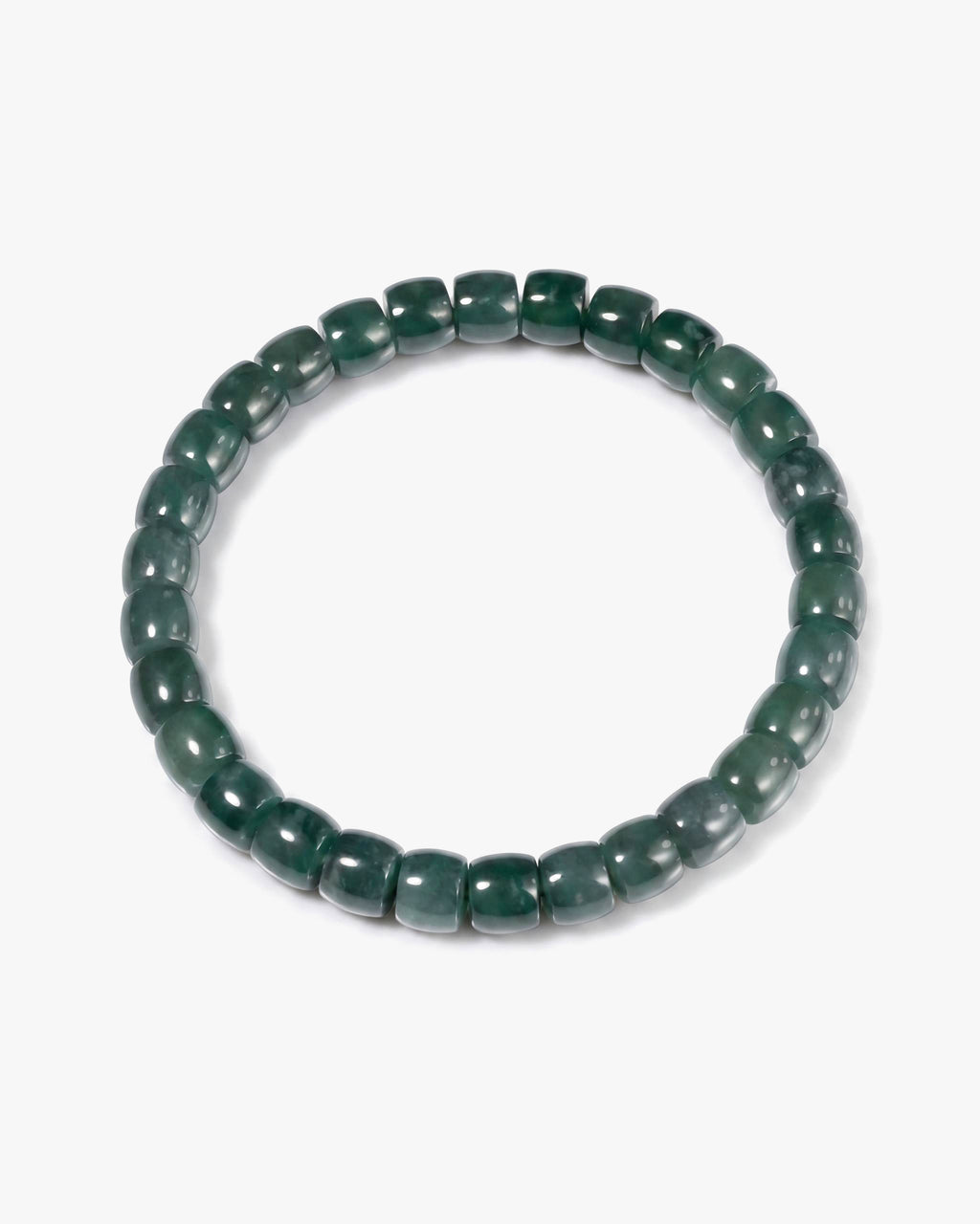 Pulsera de cuentas clásicas de jade guatemalteco azul cortado en barril