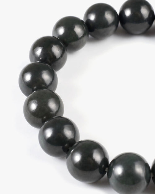 Classic Beads Bracelet In Dark Green Nephrite