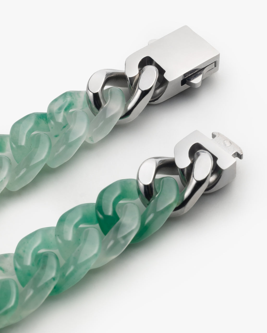 Classic Cuban Link Chain Bracelet In African Green Jade