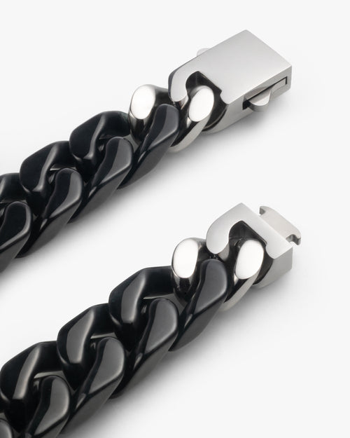 Classic Cuban Link Chain Bracelet In Black Jade