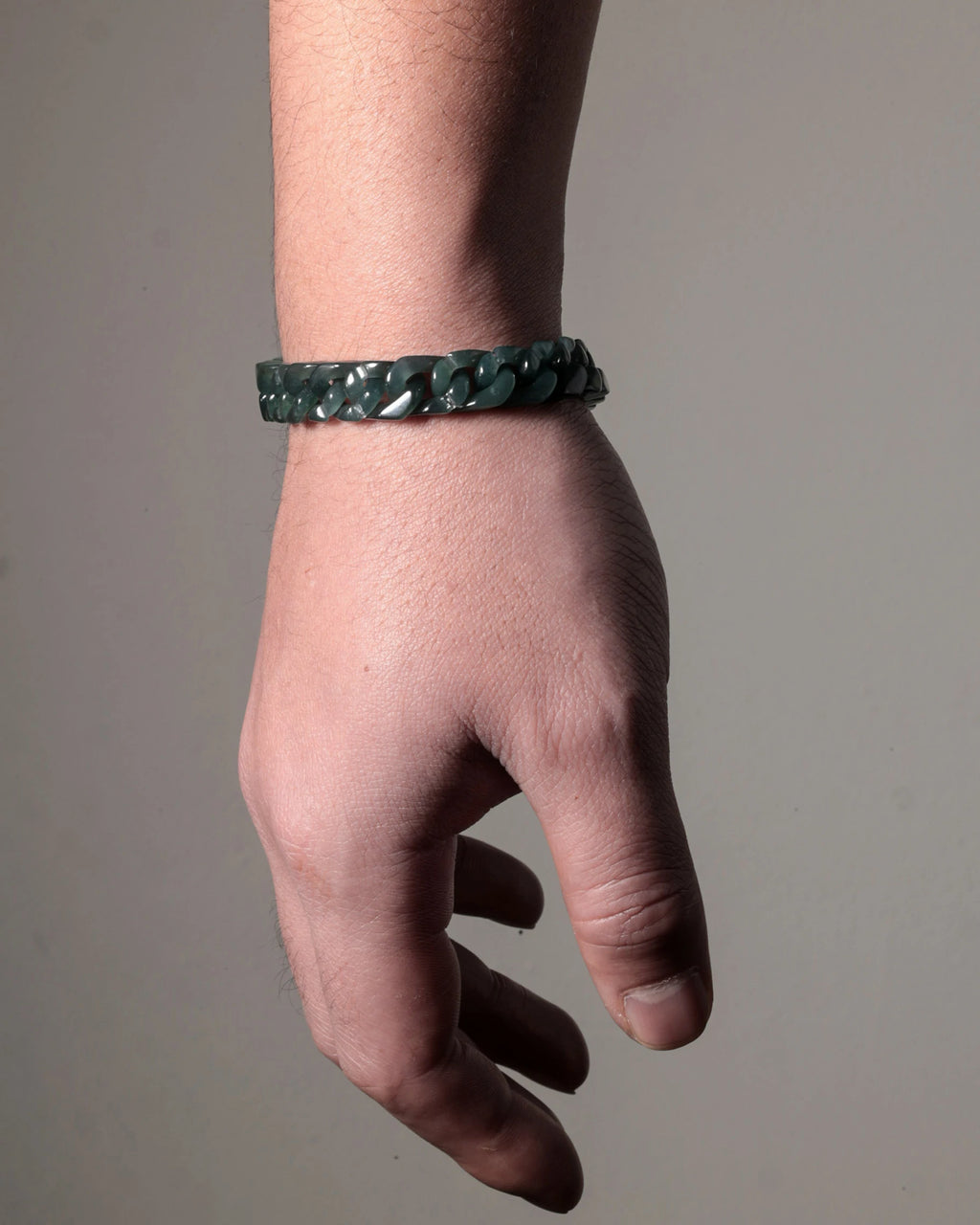 Classic Cuban Link Chain Bracelet In Black Jade