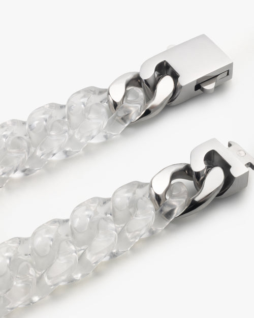 Classic Cuban Link Chain Bracelet In Clear Quartz