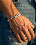 Pulsera de Cadena de Eslabones Cubanos Clásica en Cuarzo Transparente