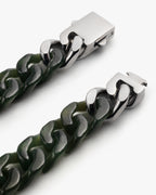 Classic Cuban Link Chain Bracelet In Light Green Nephrite