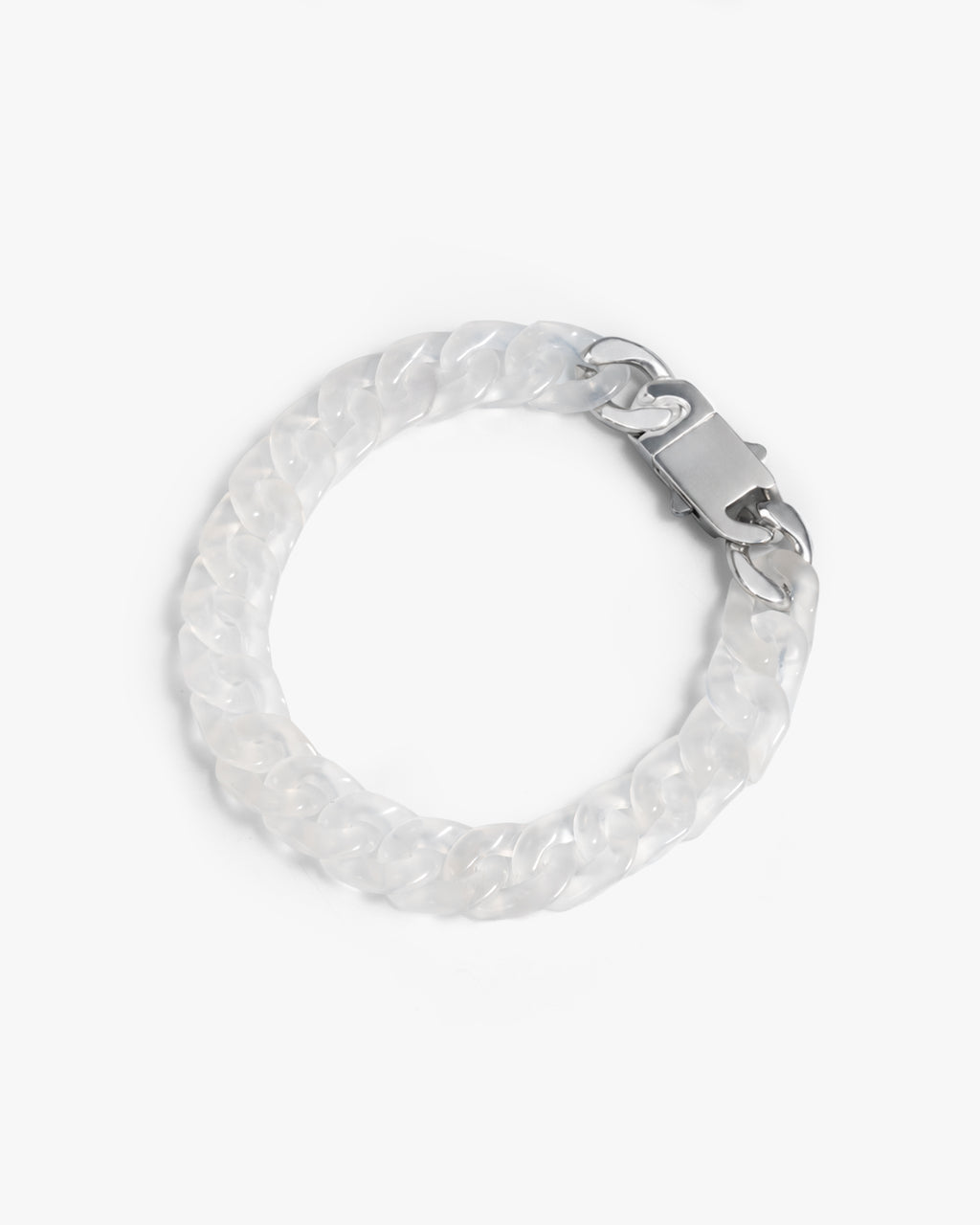 Classic Cuban Link Chain Bracelet In White Agate