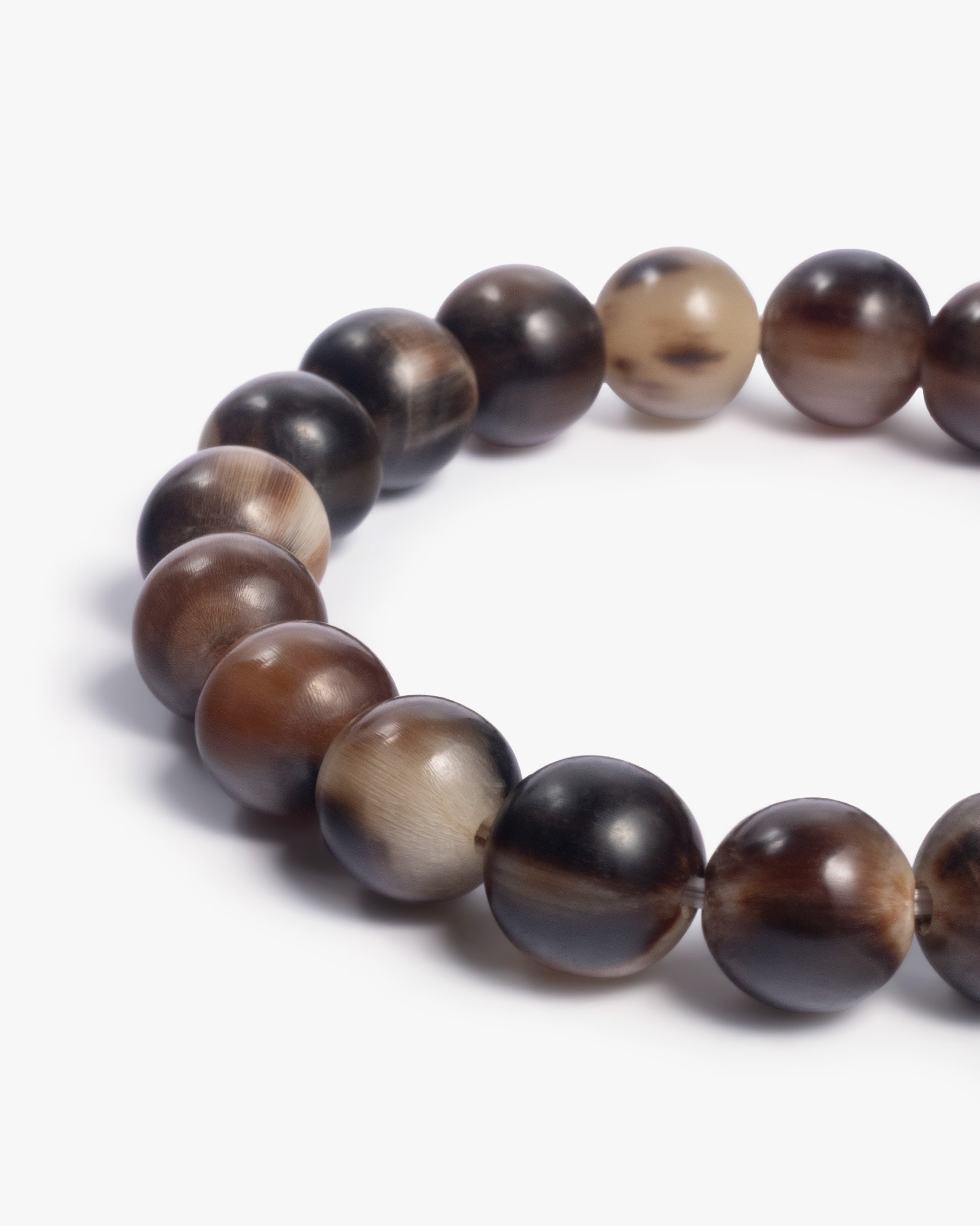 Classic Tibetan Round Bead Bracelet In Yak Horn