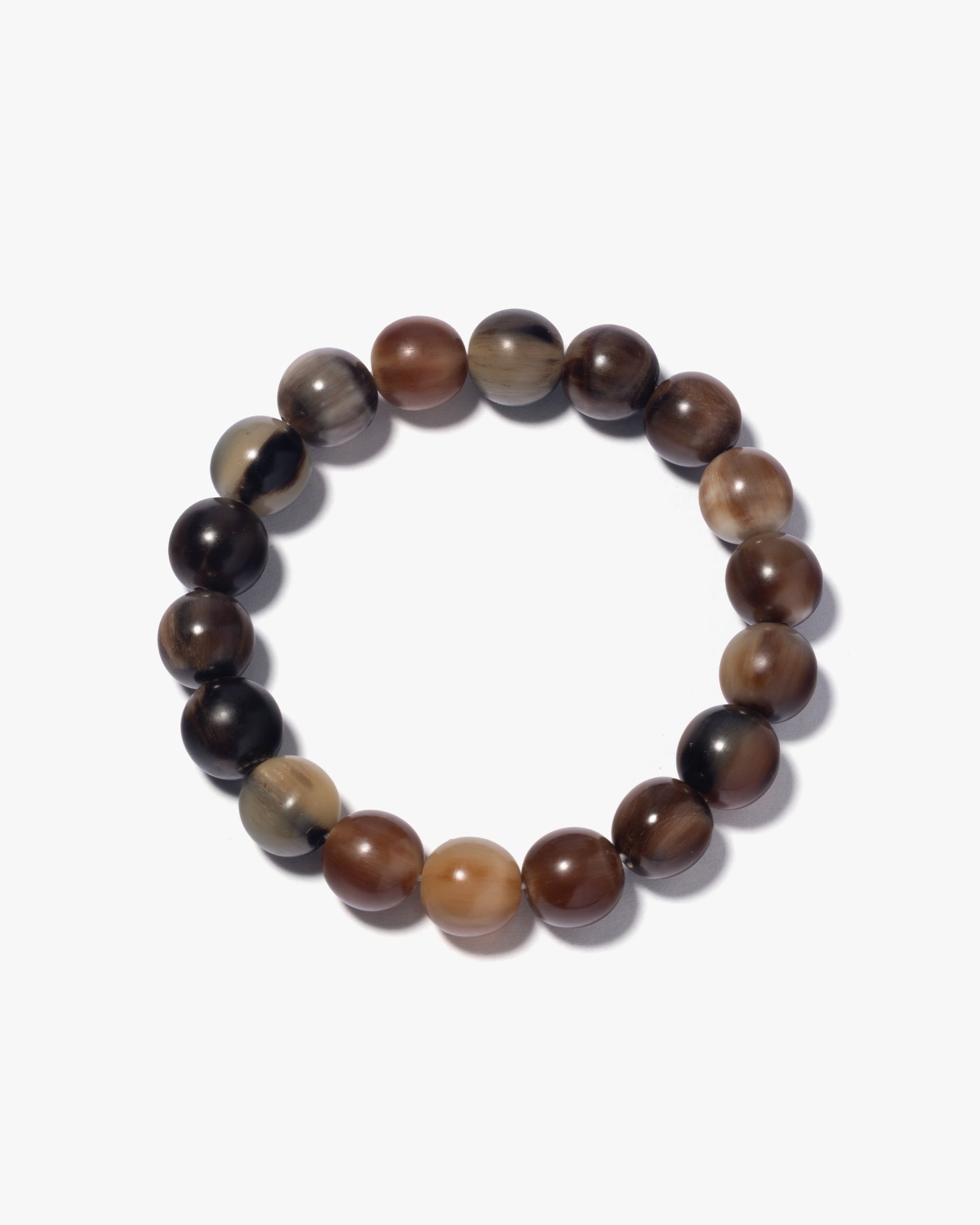 Classic Tibetan Round Bead Bracelet In Yak Horn