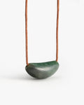 Curved Bar Necklace Pendant In Green Nephrite