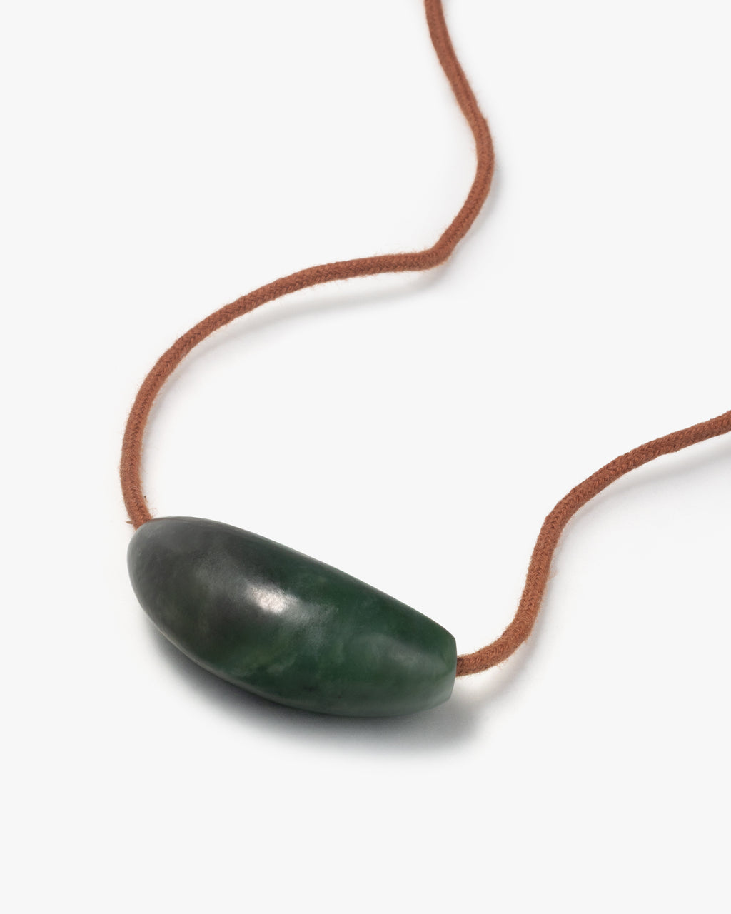 Curved Bar Necklace Pendant In Green Nephrite