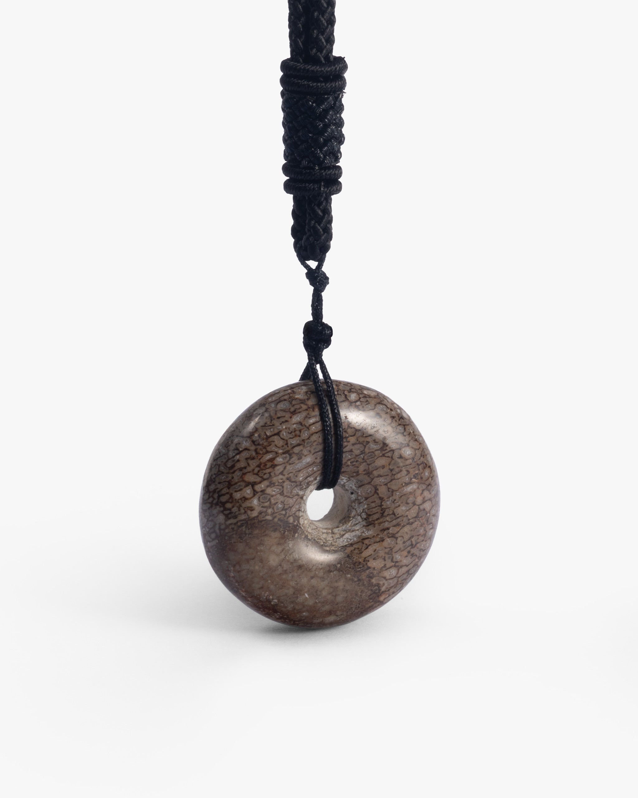 Donut Necklace Pendant In Dinosaur Bone Fossil