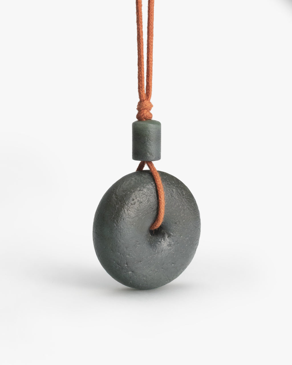 Donut Necklace Pendant In Green Nephrite
