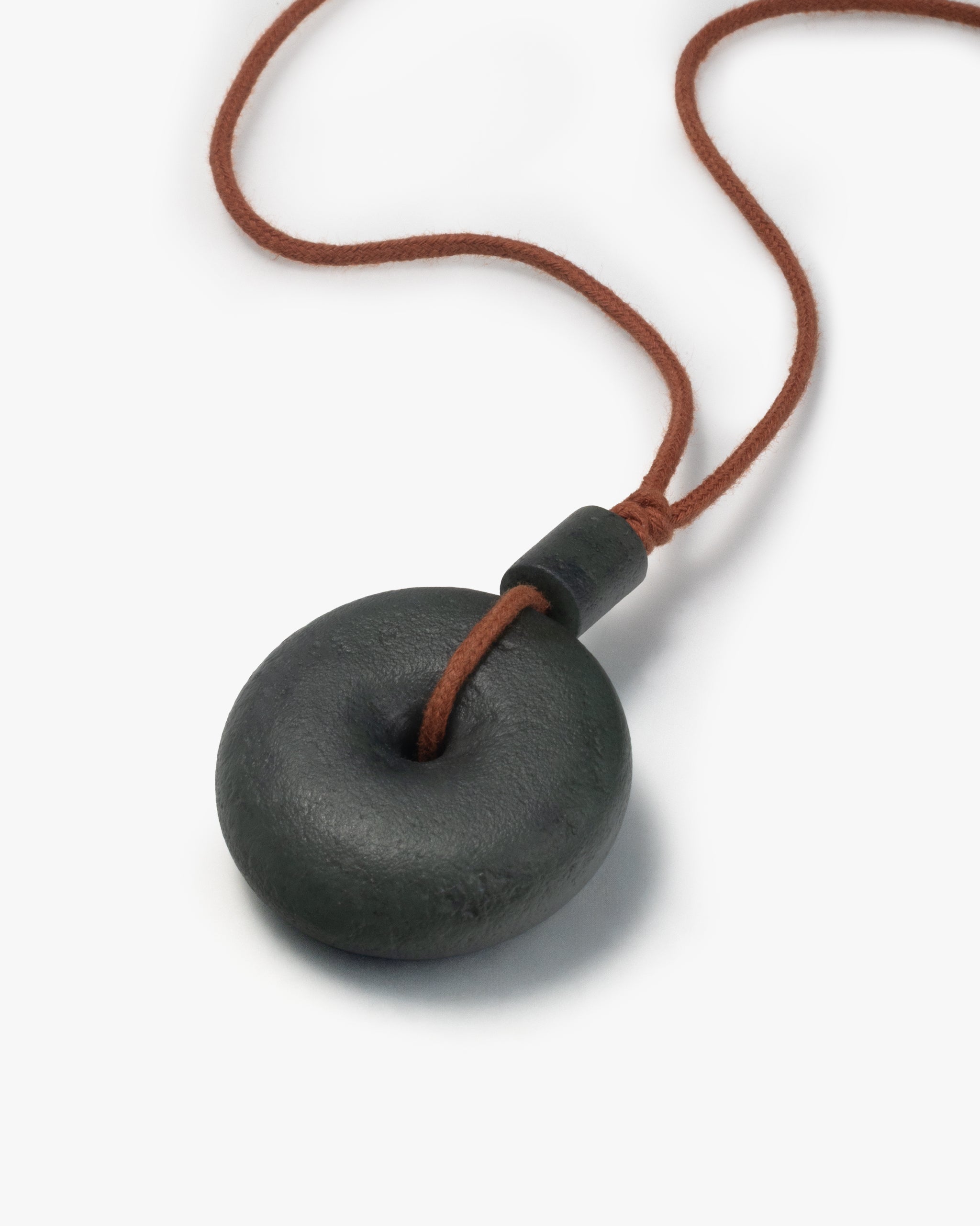 Donut Necklace Pendant In Green Nephrite