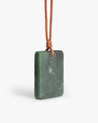 Flat Dog Tag Necklace Pendant In Green Nephrite
