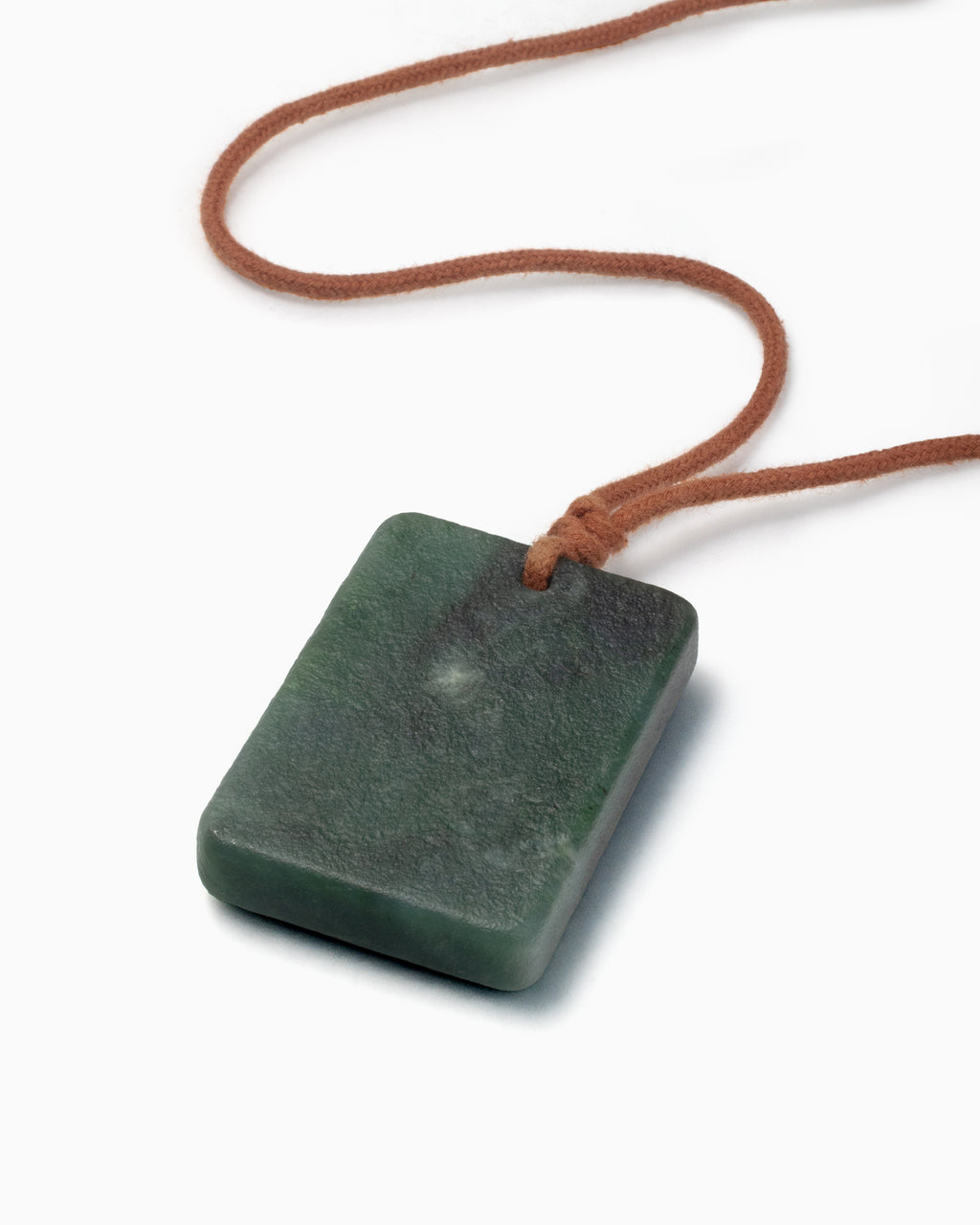Flat Dog Tag Necklace Pendant In Green Nephrite