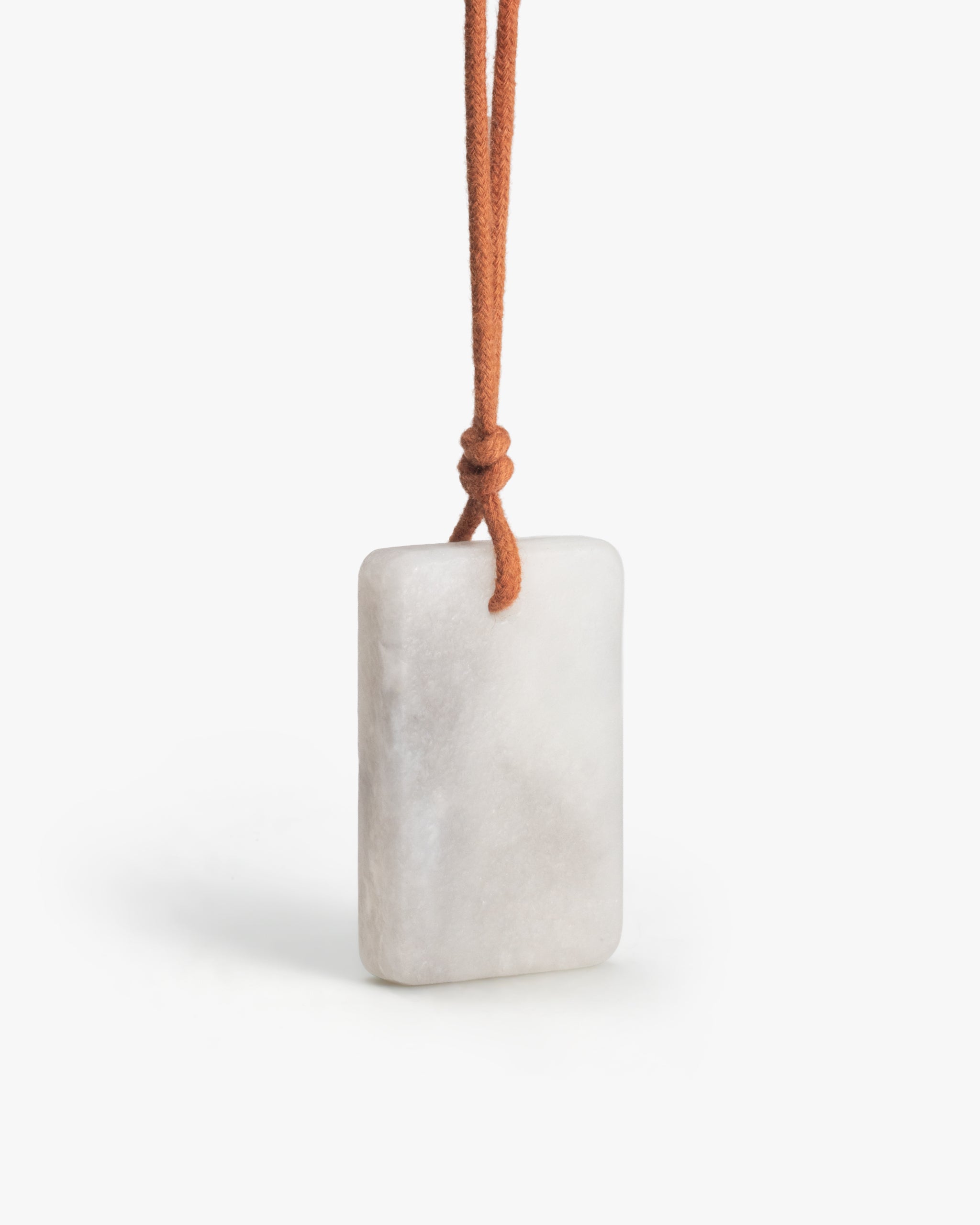 Flat Dog Tag Necklace Pendant In Mutton Fat White Nephrite