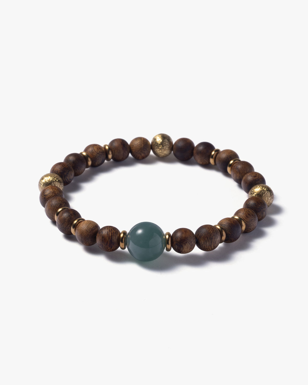 Focal Bead Bracelet In Agarwood With Guatemalan Jade