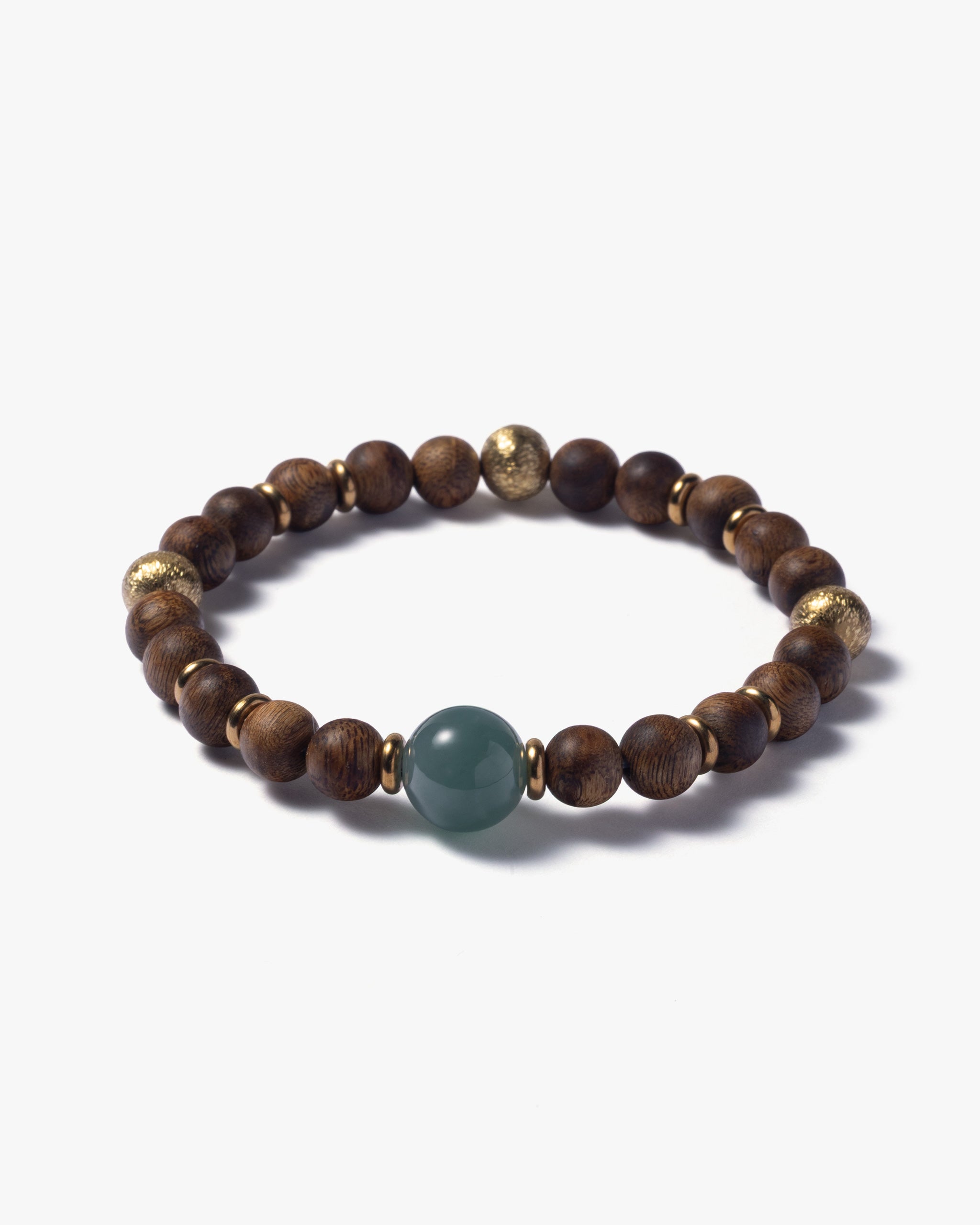 Focal Bead Bracelet In Agarwood With Guatemalan Jade
