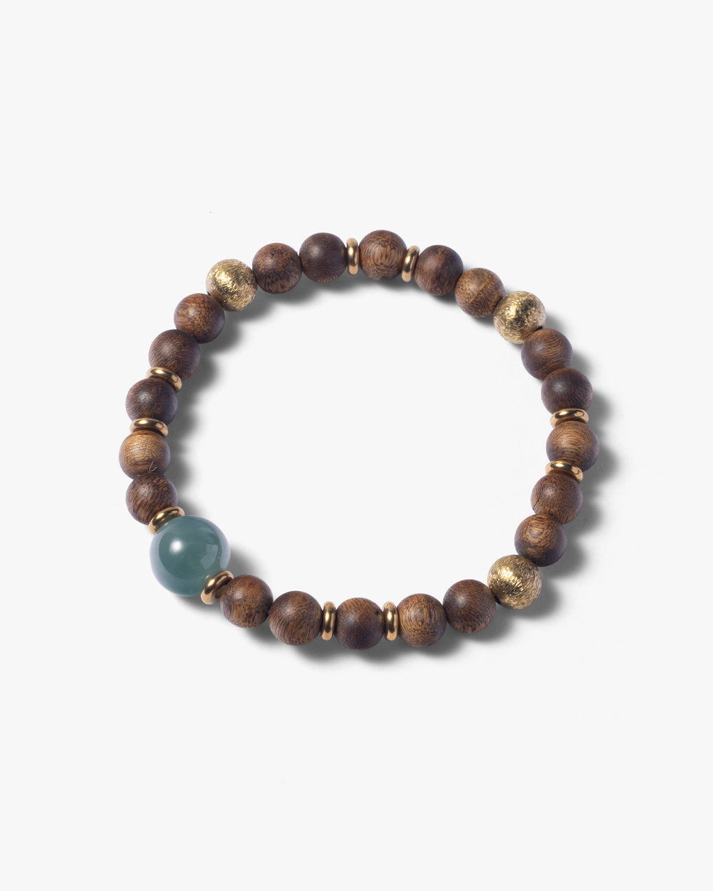 Focal Bead Bracelet In Agarwood With Guatemalan Jade