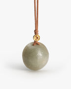 Hemisphere Necklace Pendant In Brownish Green Nephrite