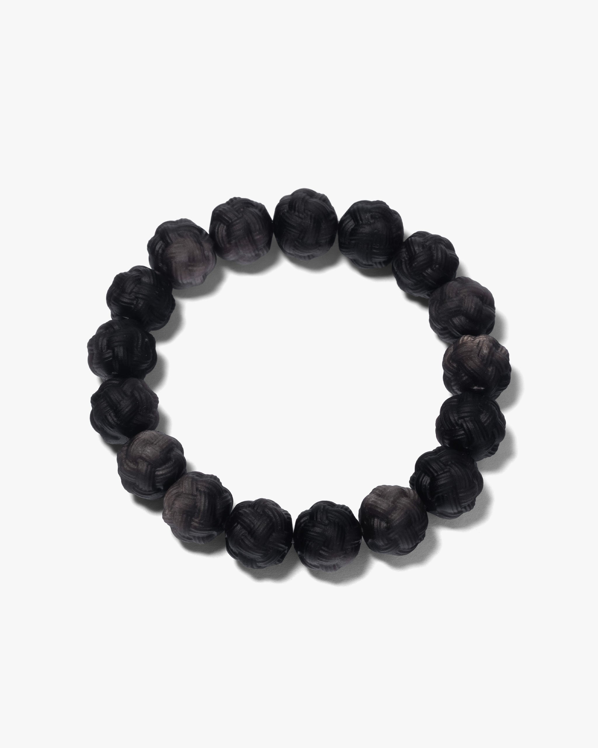 Knot Bead Bracelet In Natural Silver Obsidian
