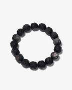 Lotus Bead Bracelet In Natural Silver Obsidian