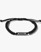 Minimalist Bar Macrame Bracelet In Iron Meteorite