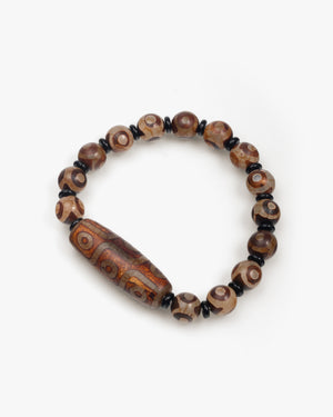 Nine Eye Dzi Bead Bracelet In Natural Tibetan Agate