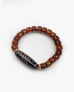 Pulsera de Dzi de Nueve Ojos de Hueso de Yak Vintage Tibetano