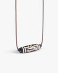 Nine Eye Dzi Bead Necklace Pendant In Natural Tibetan Agate