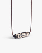Nine Eye Dzi Bead Necklace Pendant In Natural Tibetan Agate