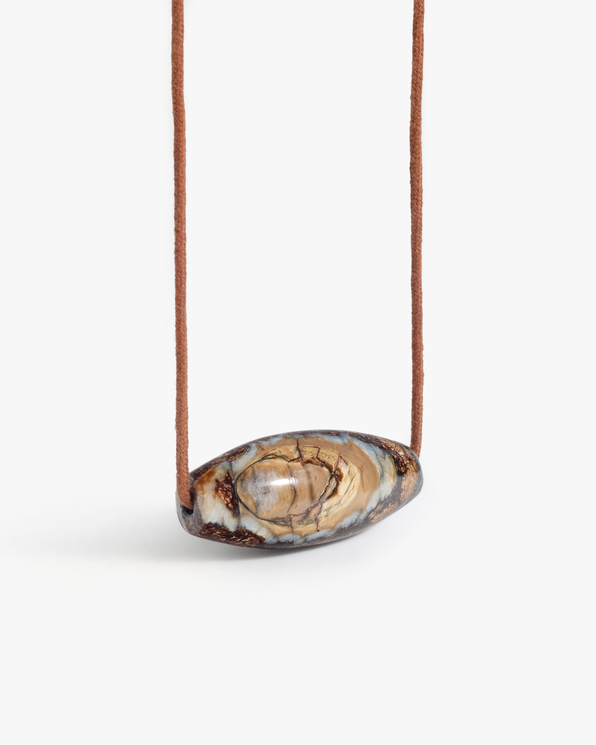Olive Shaped Necklace Pendant In Mammoth Tooth