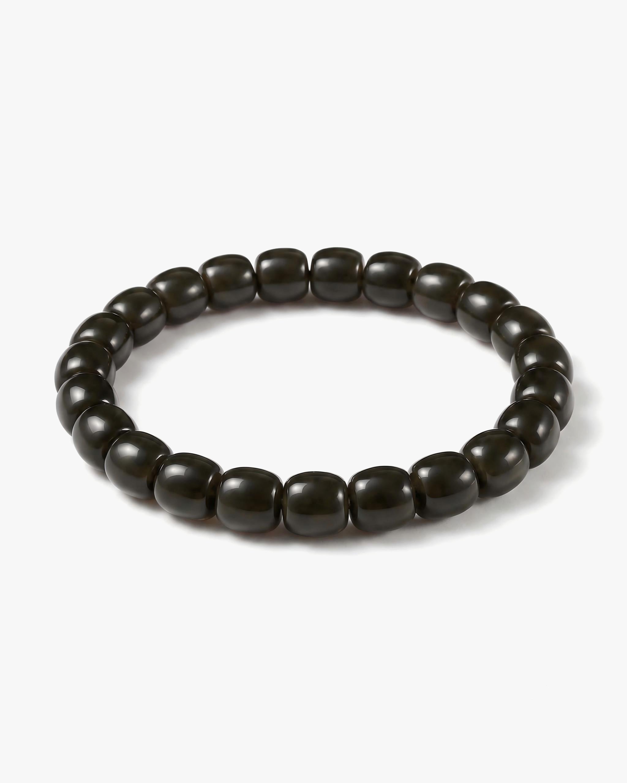 Solid Drum Bracelet In Barrel-cut Nephrite