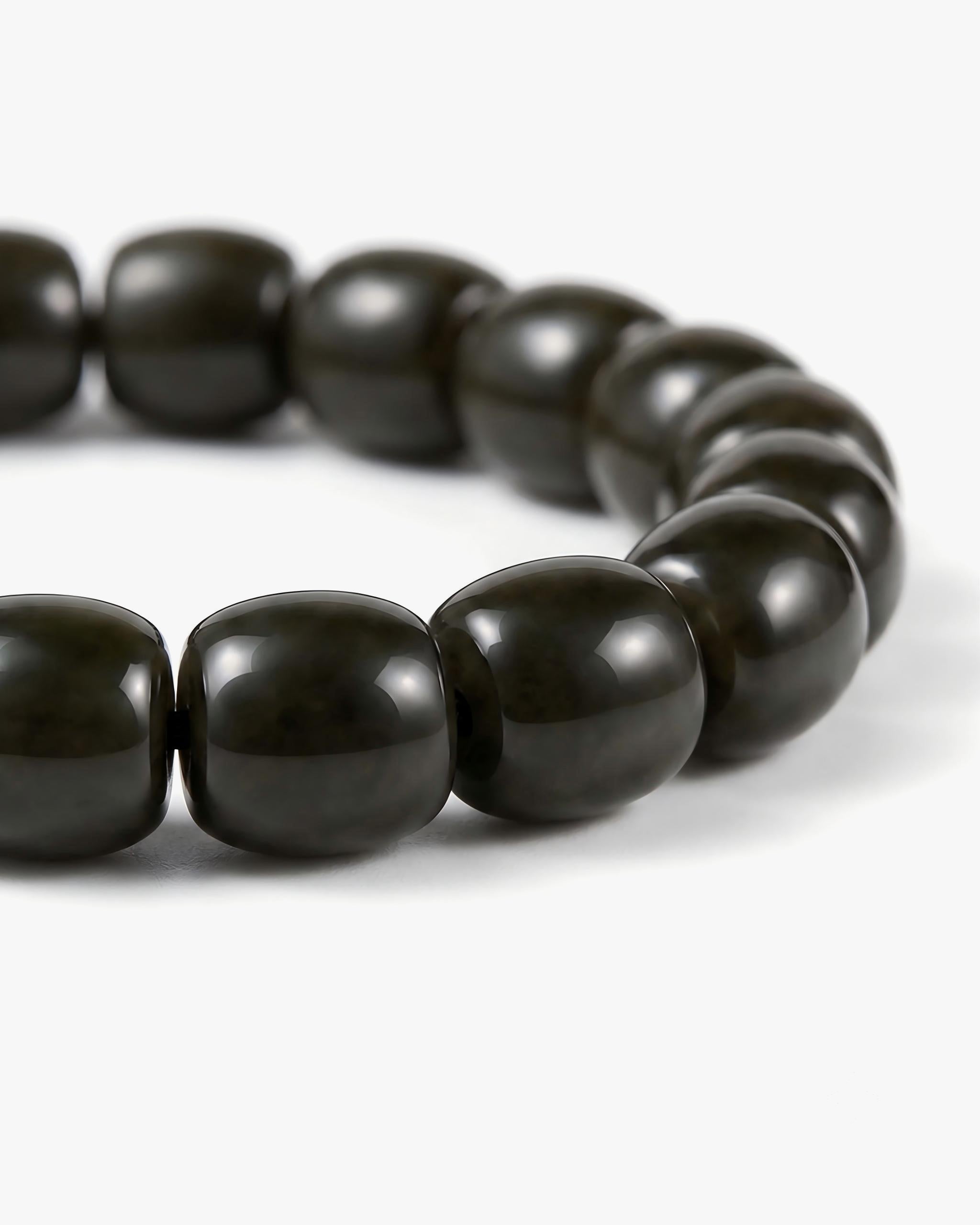 Solid Drum Bracelet In Barrel-cut Nephrite