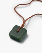 Square Donut Necklace Pendant In Green Nephrite