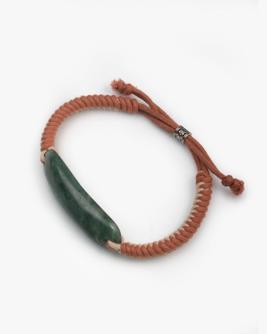 Pulsera de macramé tibetano de barra curva única de nefrita natural