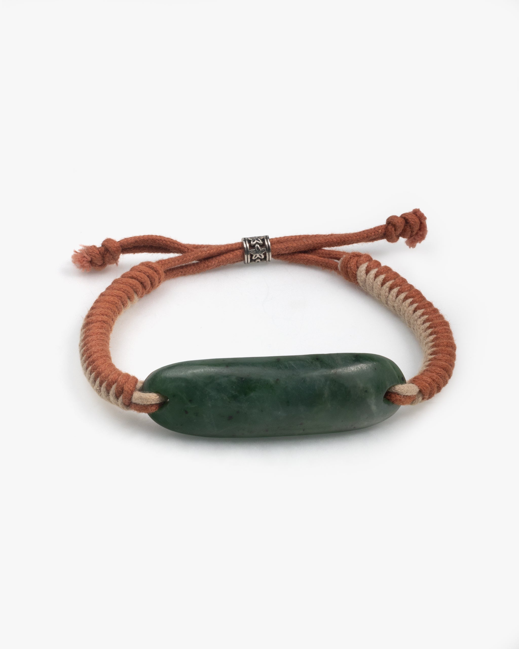 Pulsera de macramé tibetano de barra curva única de nefrita natural
