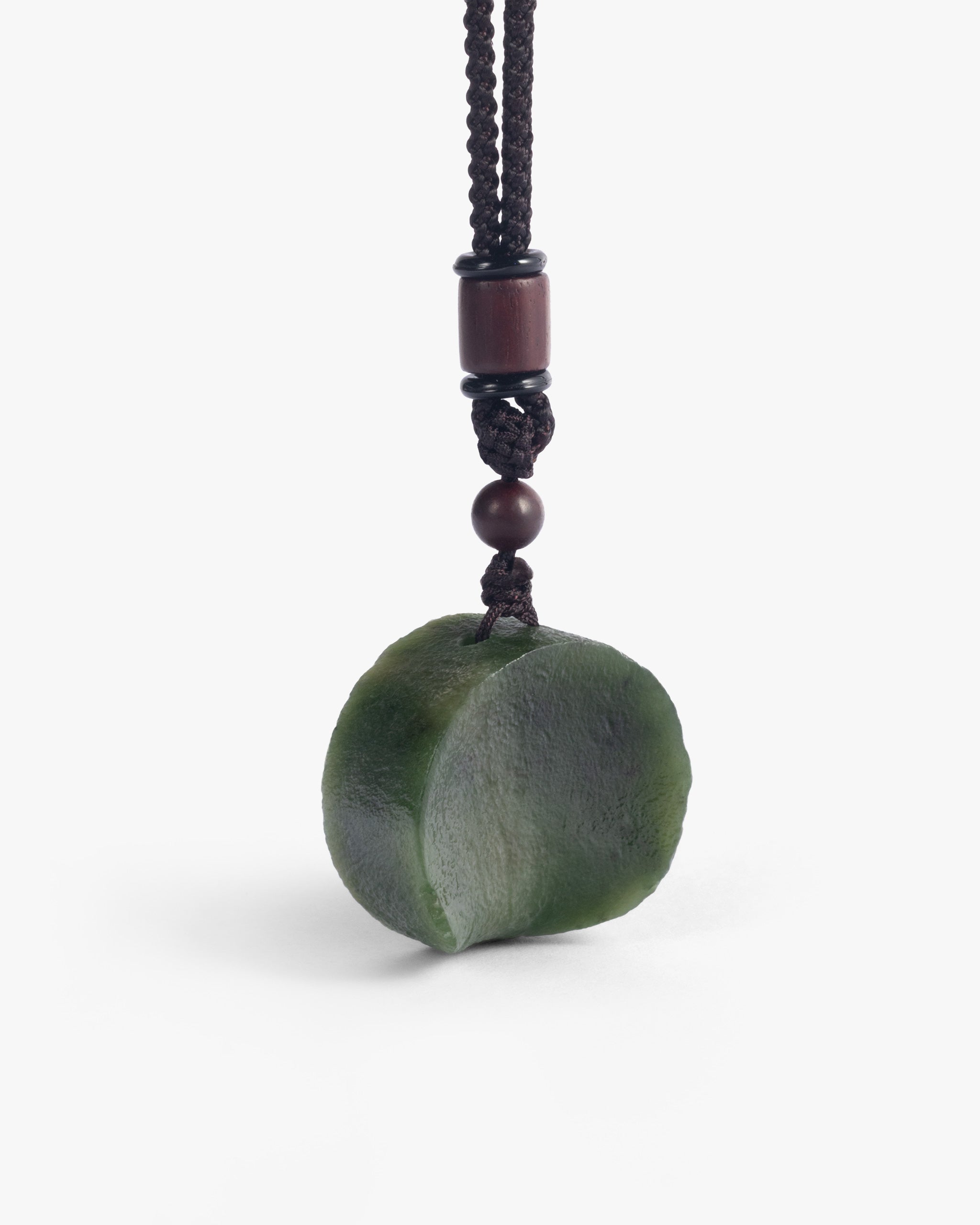 Worry Stone Necklace Pendant In Green Nephrite