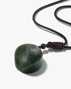 Worry Stone Necklace Pendant In Green Nephrite